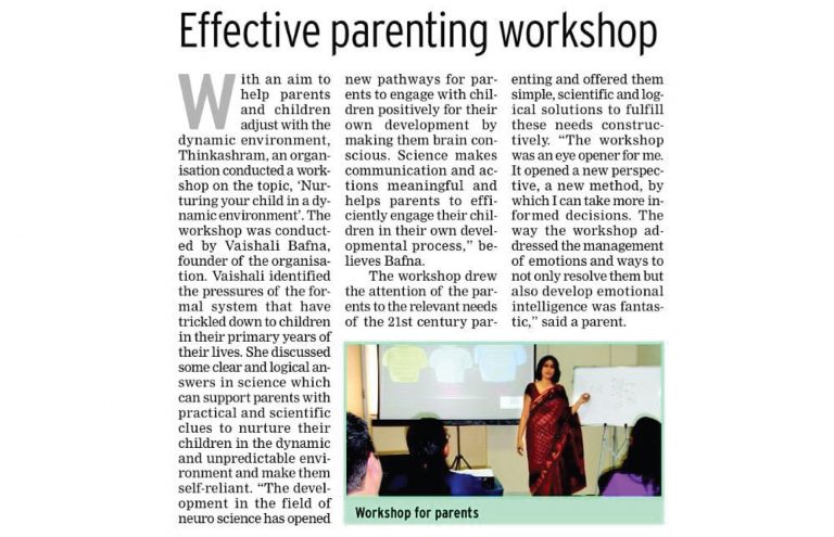 Times of India Publication, NIE – November 3rd, 2014